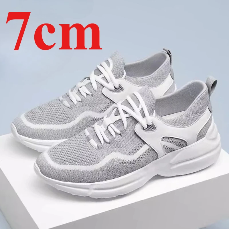 

Invisible Heightening Shoes Men's 7cm Spring/summer Mesh Fabric Breathable Casual Sneakers Thick-soled Height-increasing Shoes