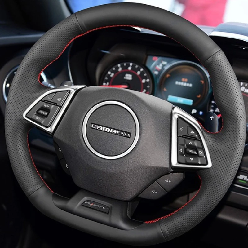 

Для Chevrolet Camaro 2016-2018, прошитый вручную, черный, нескользящий, из натуральной кожи