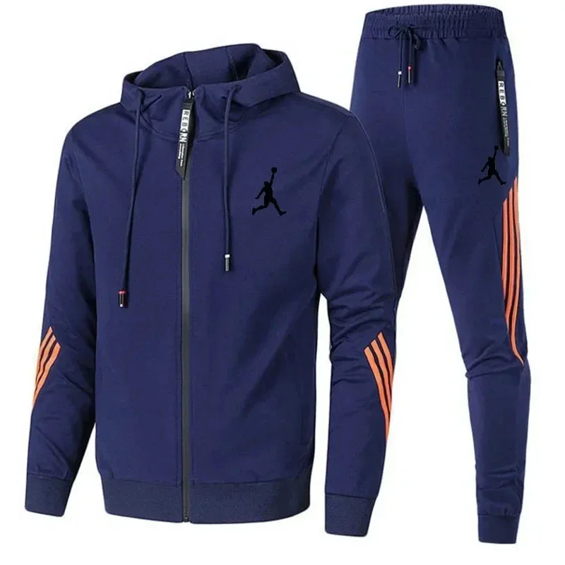 2024 Spring and Autumn New Leisure Sports Fashion Zipper Men's Running Clothes Men's Clothing Set Sports Clothes Men's Jogging P