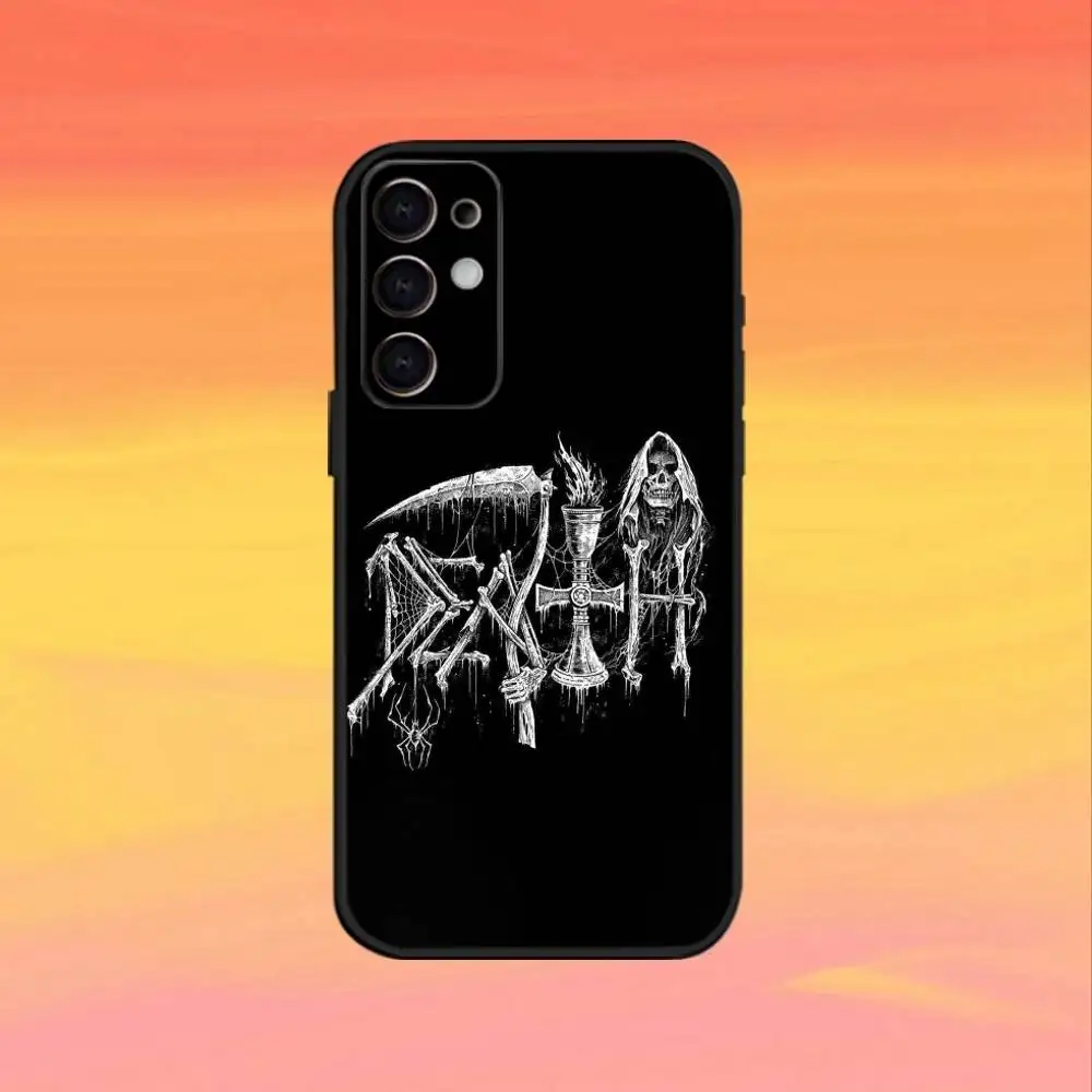 메탈 밴드 D-데스 폰 케이스 삼성 S25, S24, S23, S22, S21, S20, 울트라, 플러스, FE용, 소프트 실리콘 블랙 커버