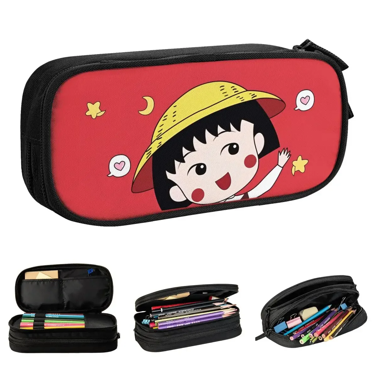 

Japanese Cartoon Chibi Maruko-Chans Pencil Case Pencil Pouch Pen Box for Student Large Storage Bag Students School Zipper