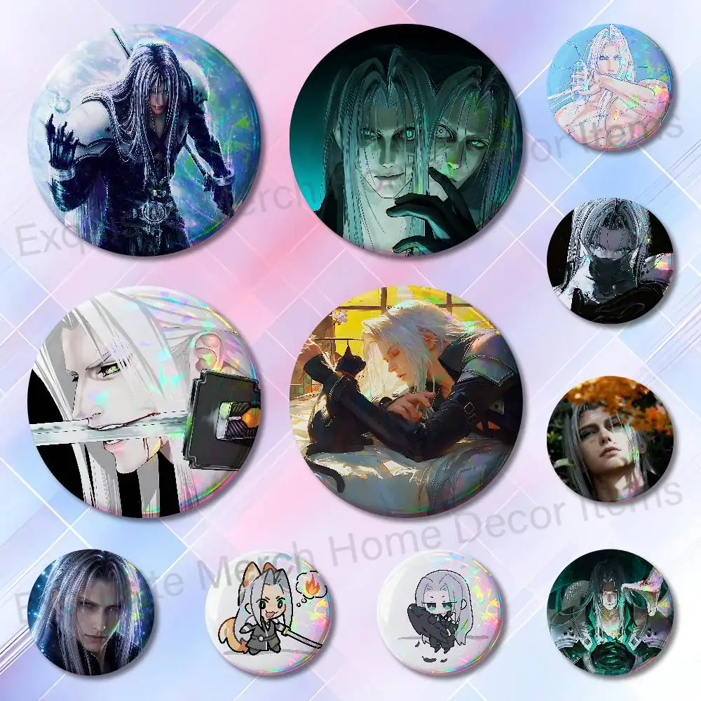 F-Final F-Fantasy Sephiroth F-FF7 32mm 58mm 75mm 44mm 25mm Anime Badges Brooches DIY Pins Decorations Birthday Gifts