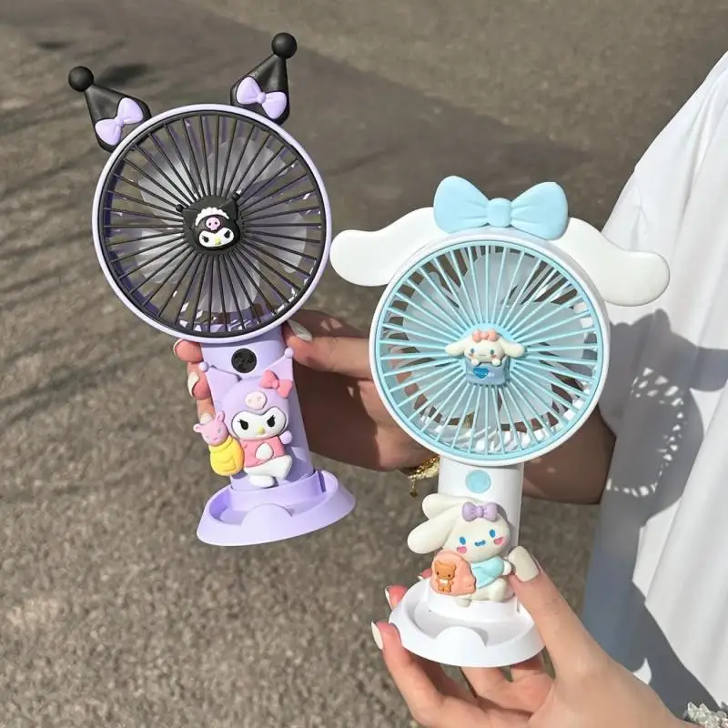 

Sanrio Handheld Fan Kuromi My Melody Cute Cartoon Fan Travel Outdoors Fan Mobile Phone Holder Desktop Decorations Holiday Gifts