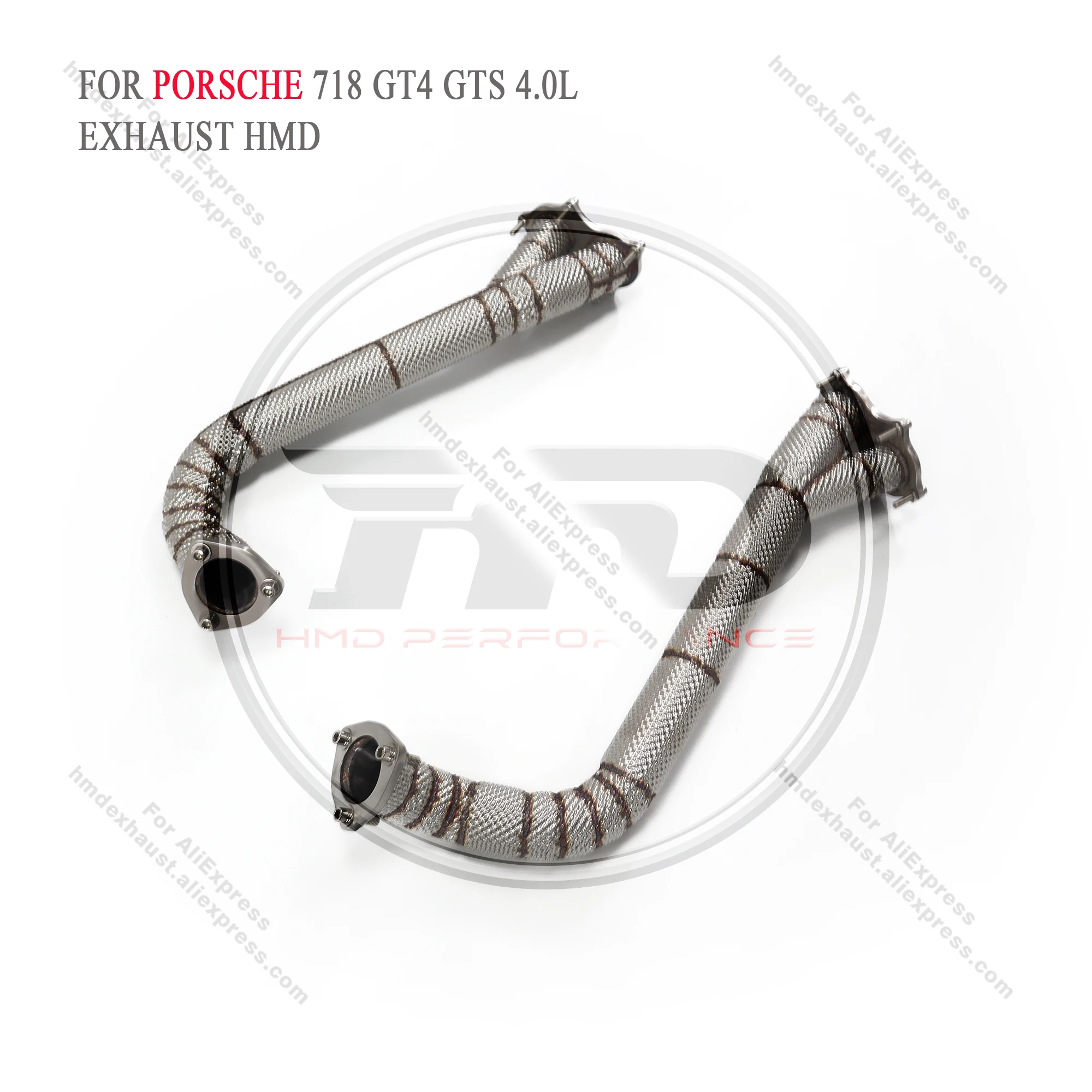 HMD Exhaust System High Flow Performance Downpipe for Porsche 718 GT4 GTS 4.0L With Heat Shield Racing Pipe