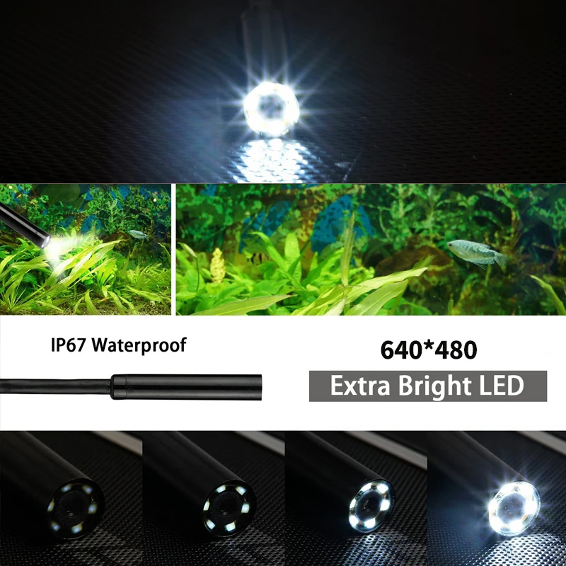 Impermeável LED Android Endoscope Mini Camera, 3 em 1 Micro USB Tipo C Borescope, Inspeção de carro, HUAWEI, Xiaomi, PC, 5,5mm, 7mm
