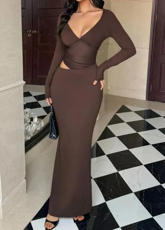

Autumn Women's Long Sleeve Slim Dress with Buttocks Female Clothing New Style Fashion High Waist Woman Sexy Dresses