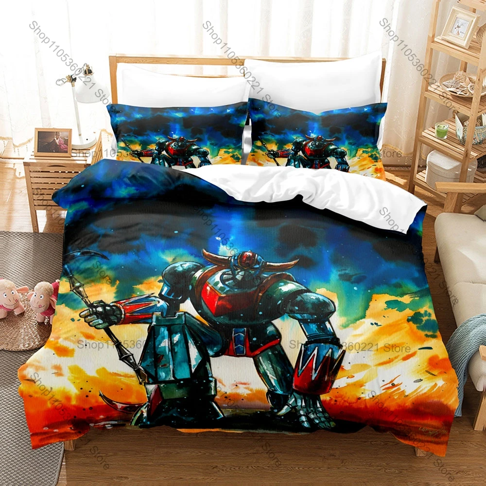 Goldorak UFO Robot Grendizer Classic 70s Retro Mecha Sci-Fi Anime HD Print Bedding Set Duvet Cover + 2 Pillowcases
