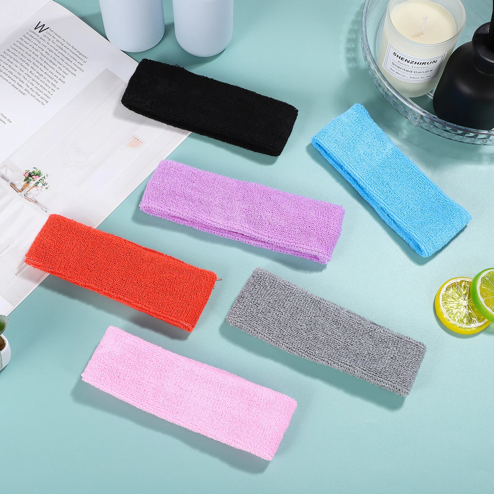 

6 pcs Sweatbands Headband For Women Men Moisture Wicking Stretchy Non Slip Yoga Running Exercise Sports Outdoor Gym Activity