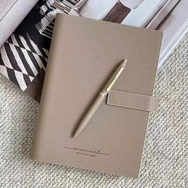 A5 Binder Pu Leather Notebook Journal Diary Loose-leaf Planner hard shell Business Office Notepad Stationery custom metal buckle