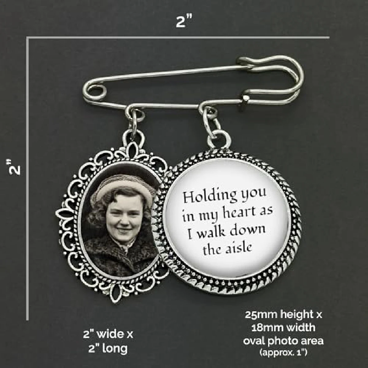 Silver Memorial Wedding Bouquet Pin, 