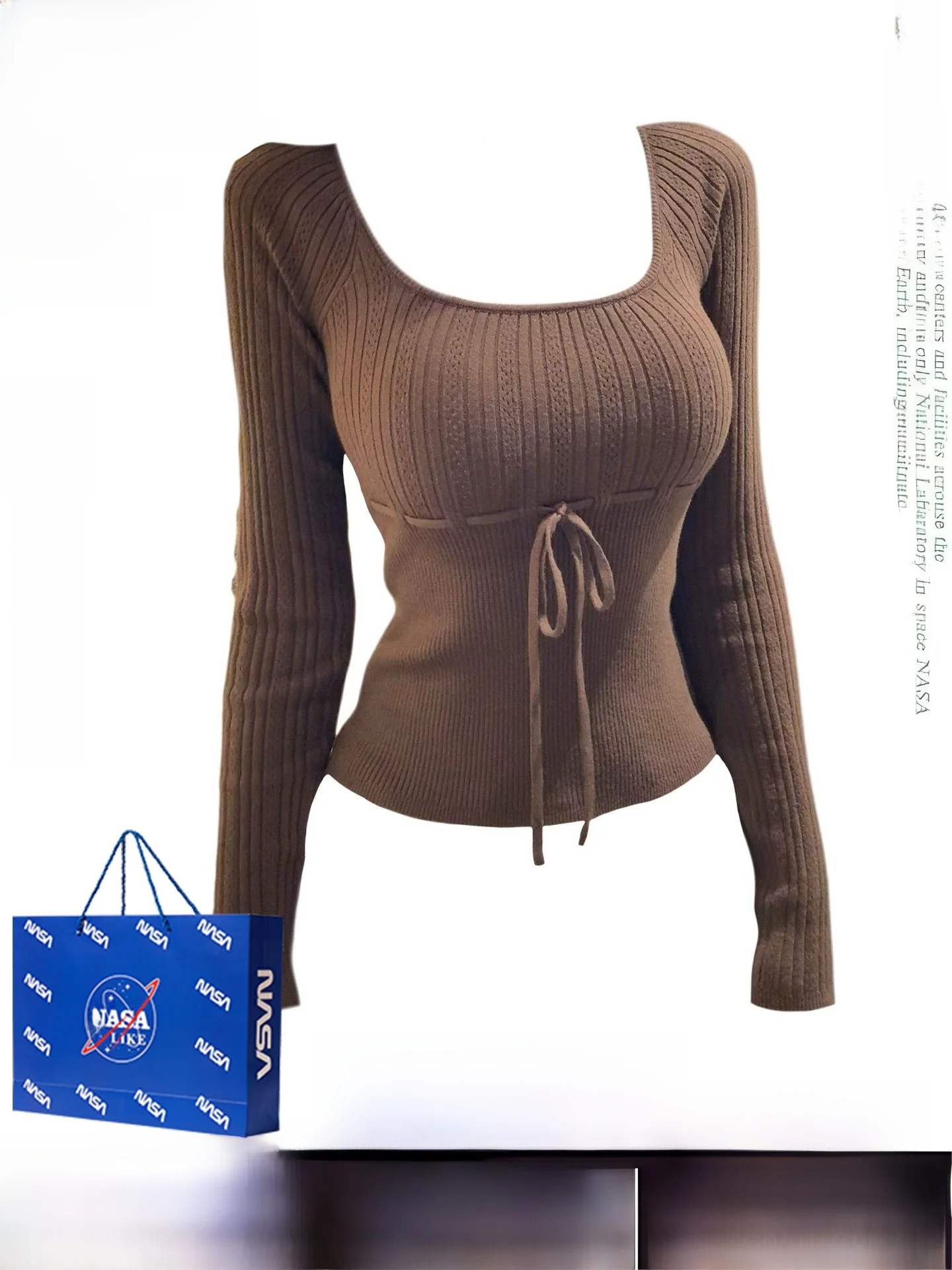 

Корейский вязаный топ с длинным рукавом и завязками на талии, облегающий, красивый базовый вариант для зимы, с квадратным вырезом