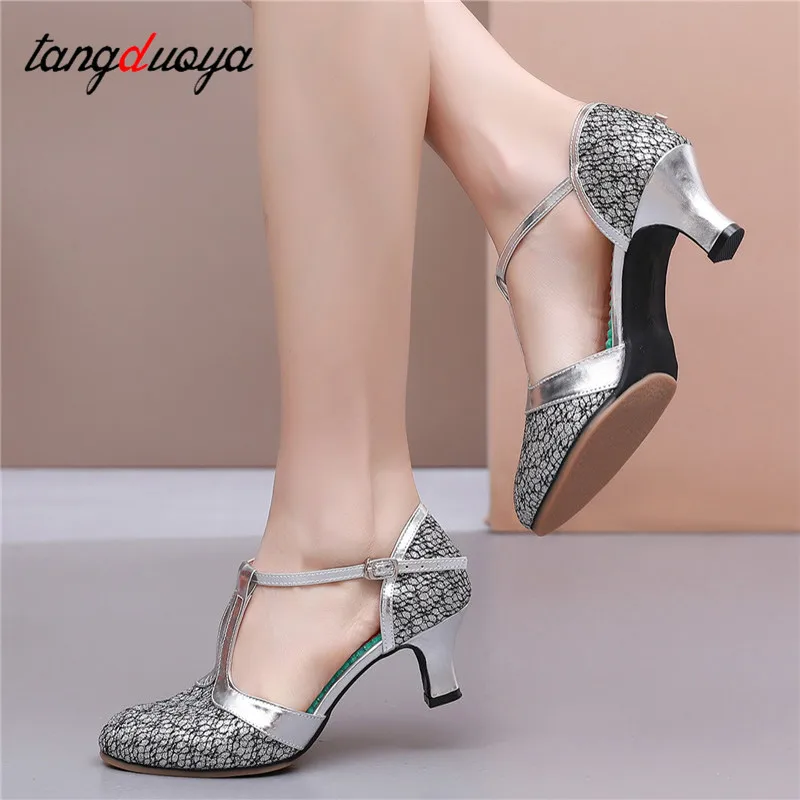 Zapatos de baile latino con punta cerrada para mujer, zapatos de baile de salón, Tango, Salsa, fiesta, tacones altos, 3/5CM, venta al por mayor