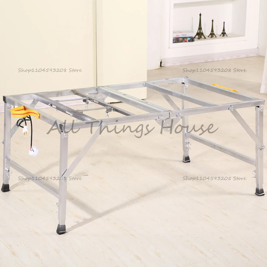 Stainless Steel Small Saw Table Frame Multifunctional Woodworking Worktable Folding Lifting Woodworking Workbench Shelf 80x120cm