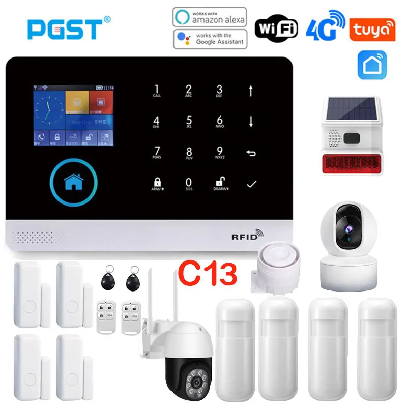 New PGST PG103 4G Tuya Wifi Alarm System Tuya Smart 433MHz Wireless Home Alarm Smart Life Control Security Protection Homekit