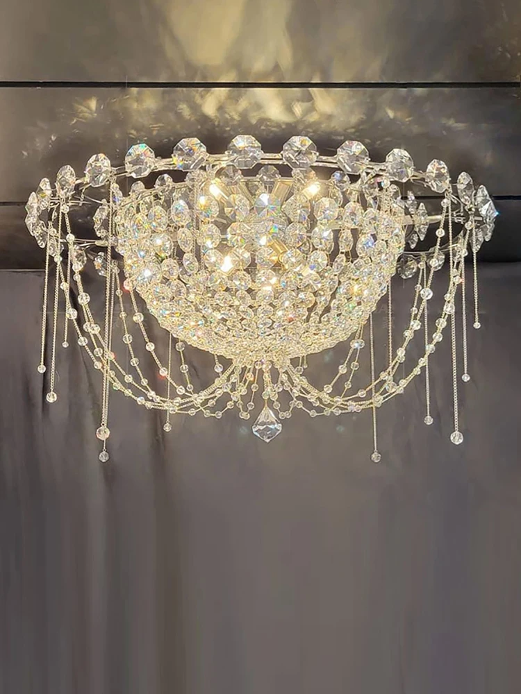 Romantic Crystal Jellyfish LED Ceiling Lights for Bedroom Vintage Design Home Decor Ceiling Lamps Lighting Fixture Room Lustres