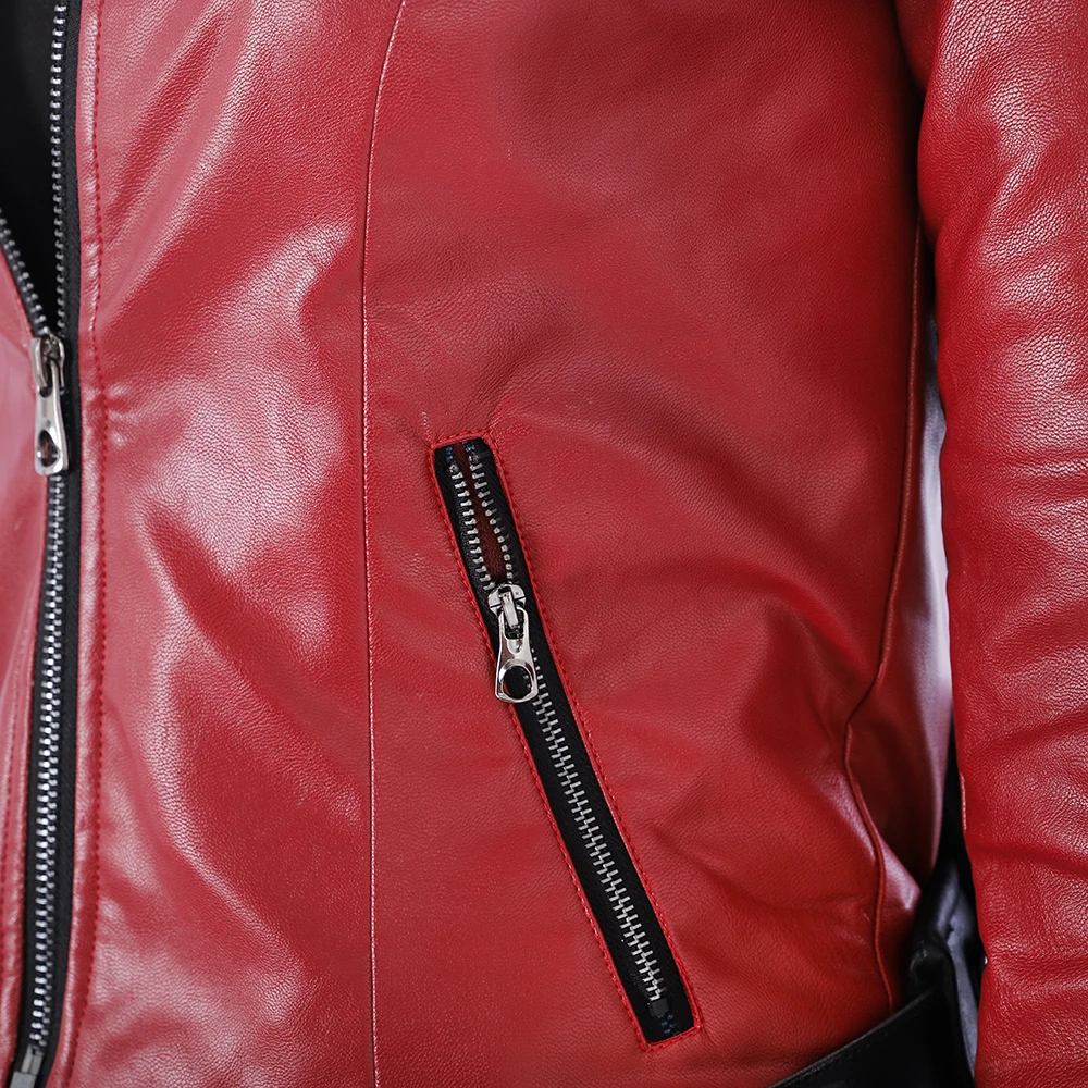 كلير ريدفيلد تأثيري حلي سترة حمراء معطف جلد هالوين كرنفال ملابس الحفلات