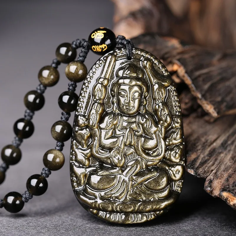 

Classic Fashion Obsidian Pendant, Versatile Jade Pendant for Both Men and Women