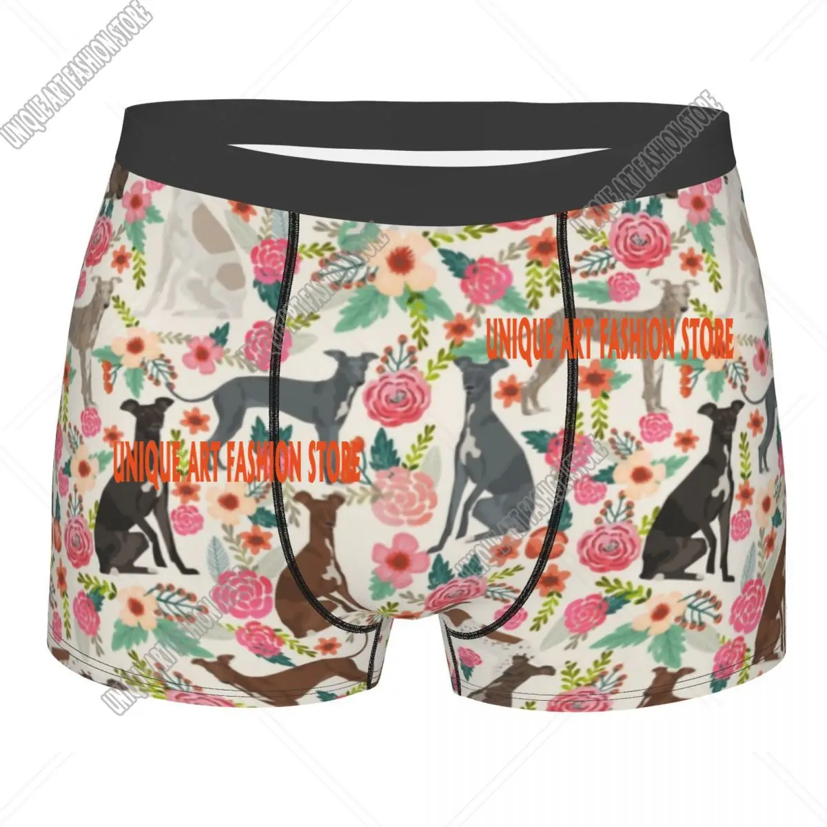 Sexy Italian Greyhound Dog Floral Boxers Shorts Panties Men's Underpants Comfortable Sighthound Whippet Dog Briefs Underwear