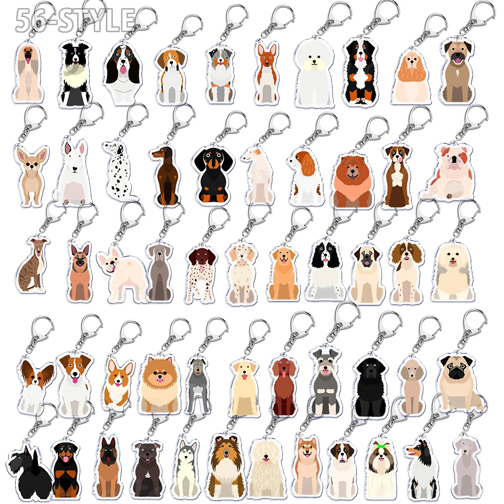 Cute Dog Bulldog Pug Dachshund Key Chain Keychains Ring for Accessories Bag Pendant Keyring Jewelry Pet Souvenir Friends Gifts