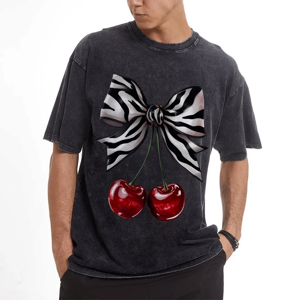 

Футболка с графическим принтом, футболка с принтом зебры и вишни, смелая модная хлопковая мягкая ткань, повседневная одежда, модный дизайн с узором, одежда Y2k Vibe