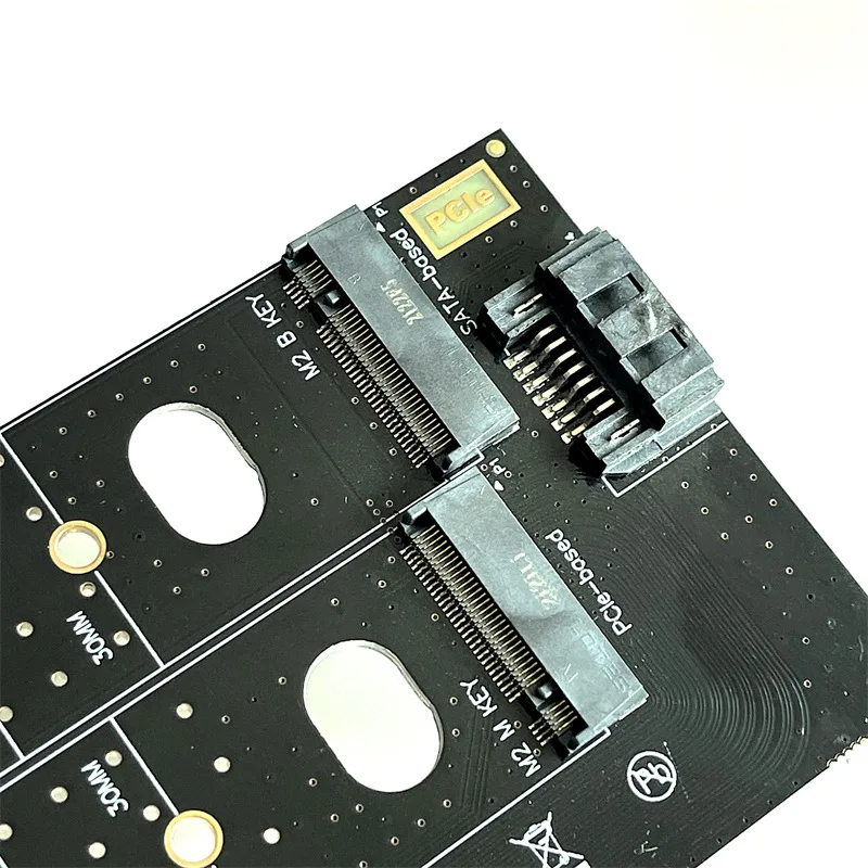 M.2 NVMe SATA SSD to PCI-E 3.0 X4 Adapter Card M Key B Key Dual Slot 2230 2242 2260 2280 22110 for Desktop PC Mainboard