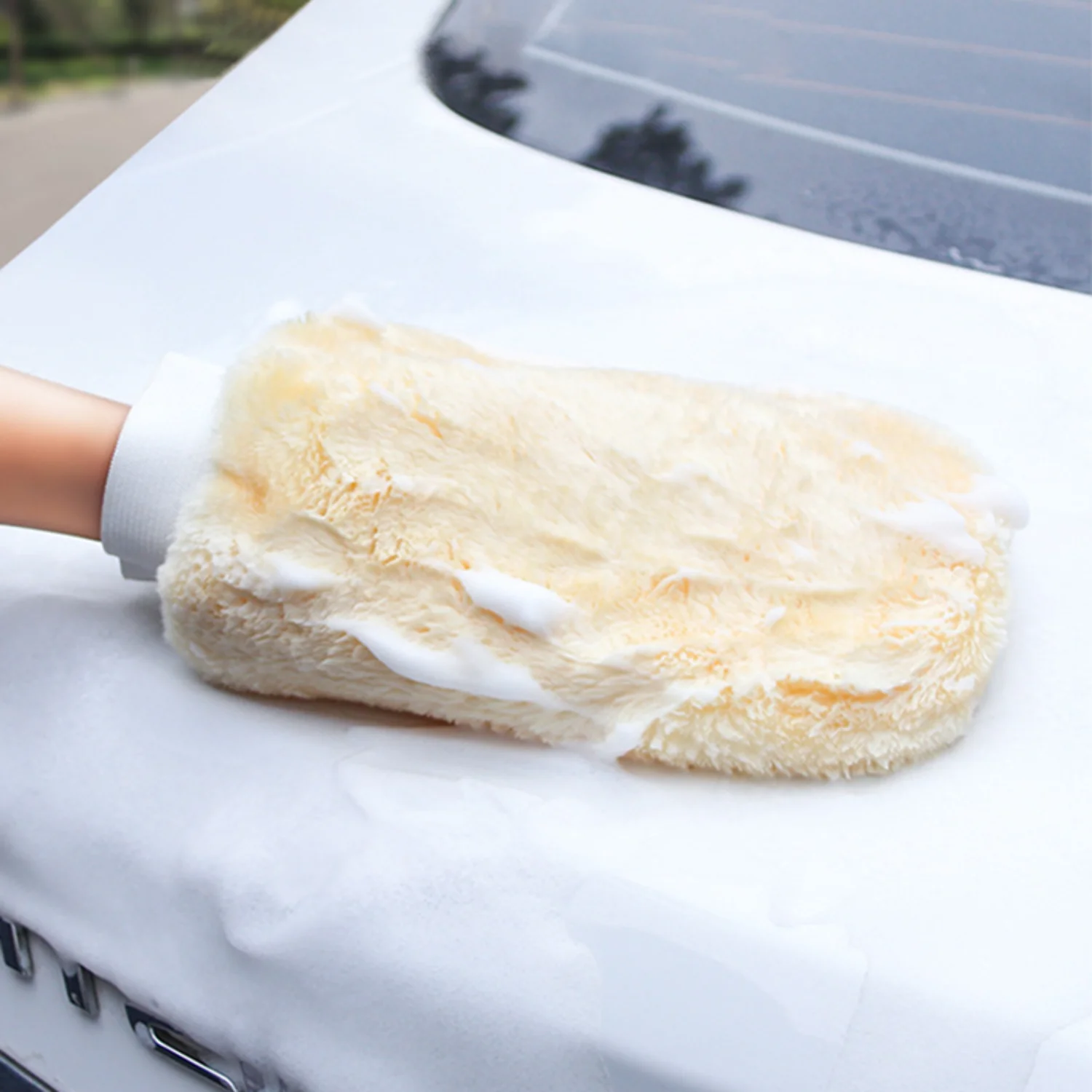 1-10pcs Microfiber Car Washing Mitt Ultra Soft Plush Cleaning Gloves Double-sided Cleaning Towels Auto Care Wax Detailing Brush