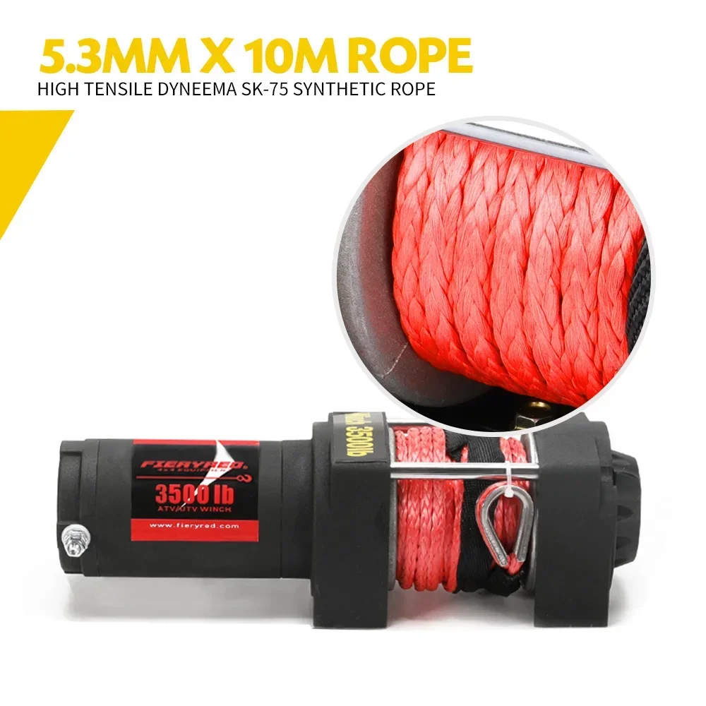 Wireless 3500LBS/2041kg 12V Boat ATV 4WD Electric Winch with Synthetic Rope