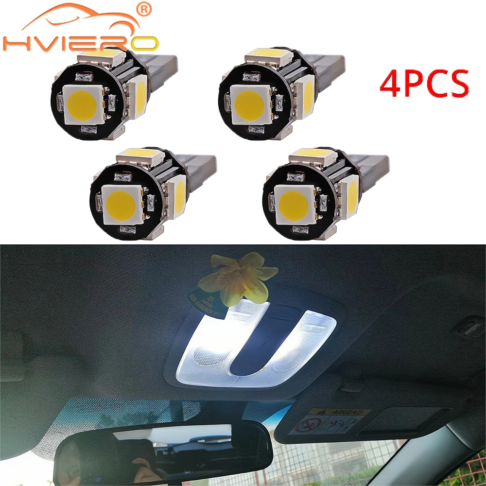 4PCS T10 W5W 5050 5SMD Auto Brake Led Canbus Interior Reading Bulbs Dome Dashboard Lamps Reverse Light License Plate Waterproof