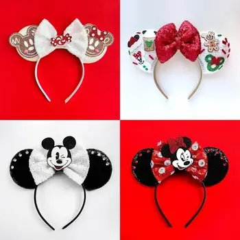 Bílé perly Mickey Mouse Ears Čelenka pro karnevalové děti měkká bavlněná mašle vlasové doplňky ženy Disney Minnie Hairbands dívčí dárek 10 nejlepší prodej Čelenka s ušima Minnie Mouse - №7