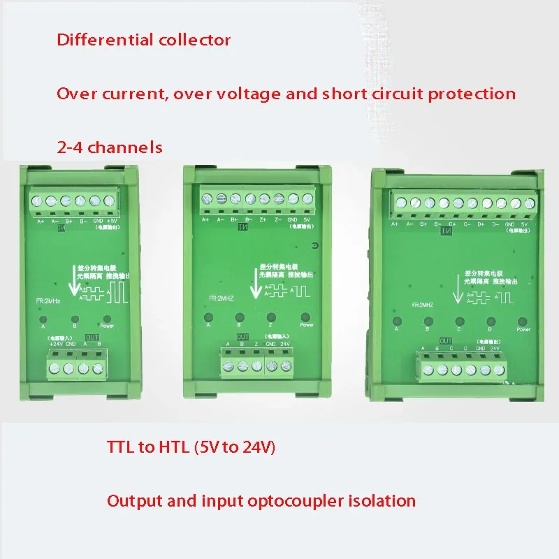 Differential to Collector Single Ended Signal Converter TTL to HTL Encoder High-speed Signal Converter