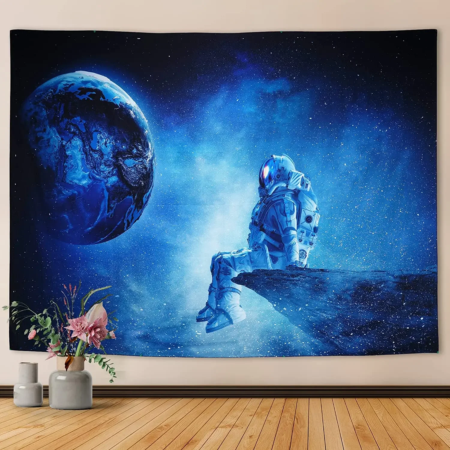 Astronaut Bohemian Hippie Fantasy Space By Ho Me Lili Tapestry Enchanting Earth And Universe Wall Art Room Decoration