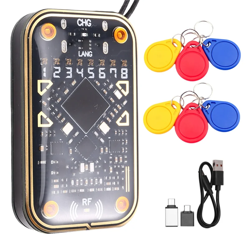 

BNVN-Chameleon Ultra V2.0 RFID-считыватель смарт-чипов, эмулятор + 6 брелок XUID, 125 кГц, 13,56 МГц, декодирование карт, NFC-дубликатор