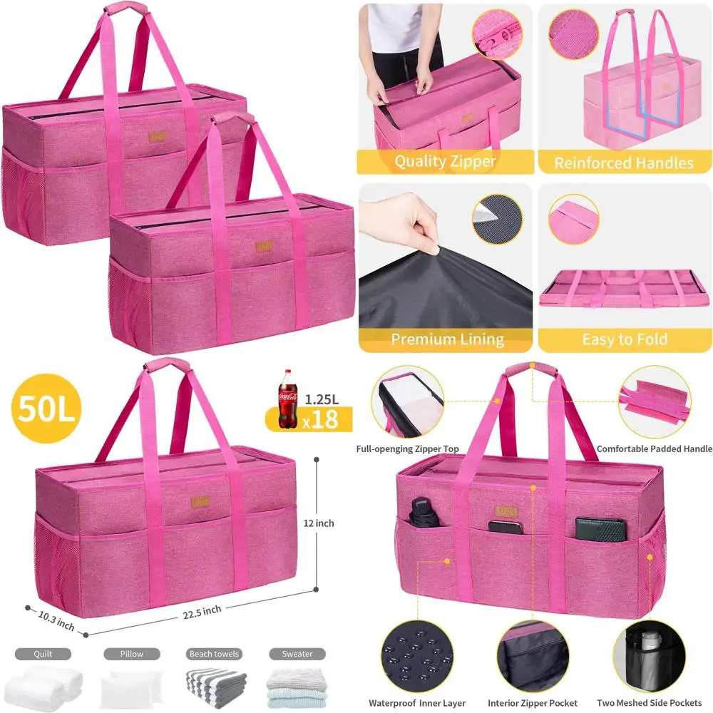 

Large Metal Framed Utility Tote Bag with Lid and Reinforced Sides for Extra Storage and Convenience