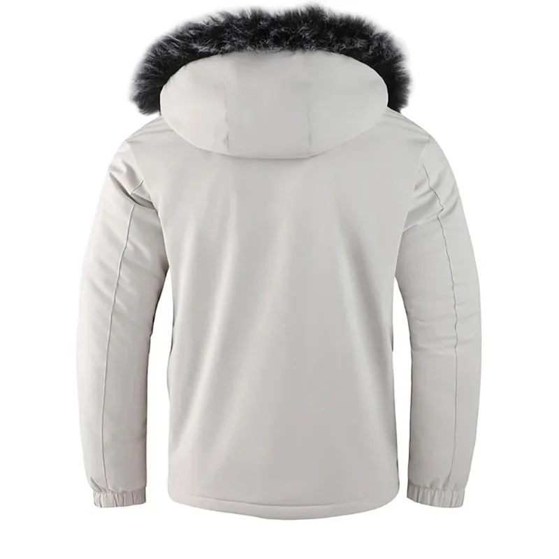 Lässiger Modetrend für Herren im Herbst und Winter mit Kapuze, Baumwolljacke, winddicht, gepolstert, kalt, reine Farbe, einfache Baumwollkleidung