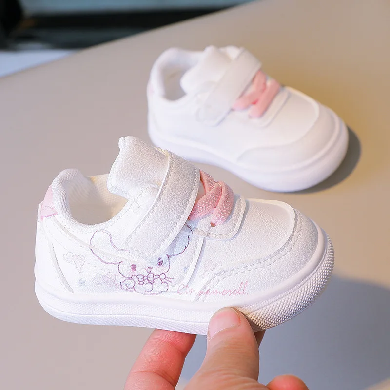 Girls Casual Shoes White Sneakers Cute Baby Girl First Walker Cartoon Sanrio Cinnamoroll Children Sport Shoes Non-slip Fashion