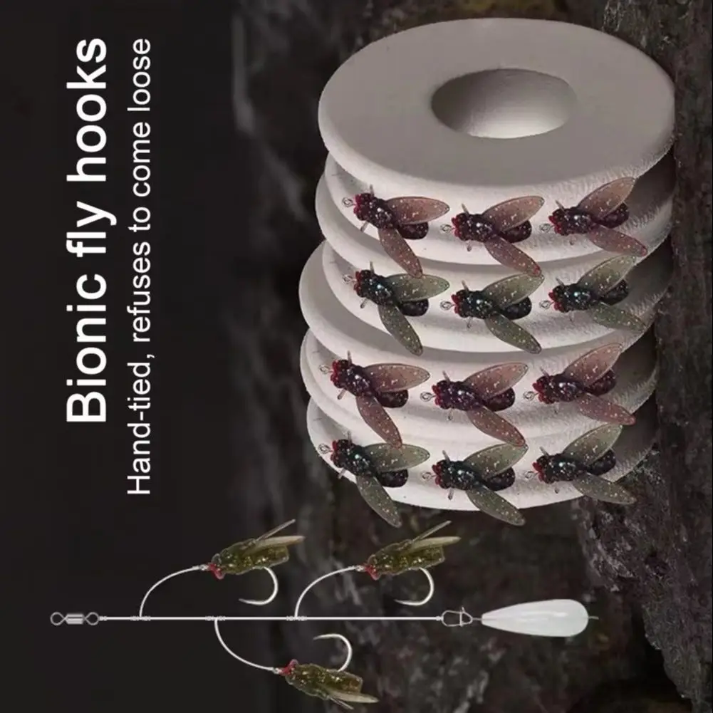 

2025 Artificial Fly Fishing Lure with Multi-hook 3D Bionic Fly Fishing Bait Fishing Tackle Set Barbed Fishhook Lure Hooks