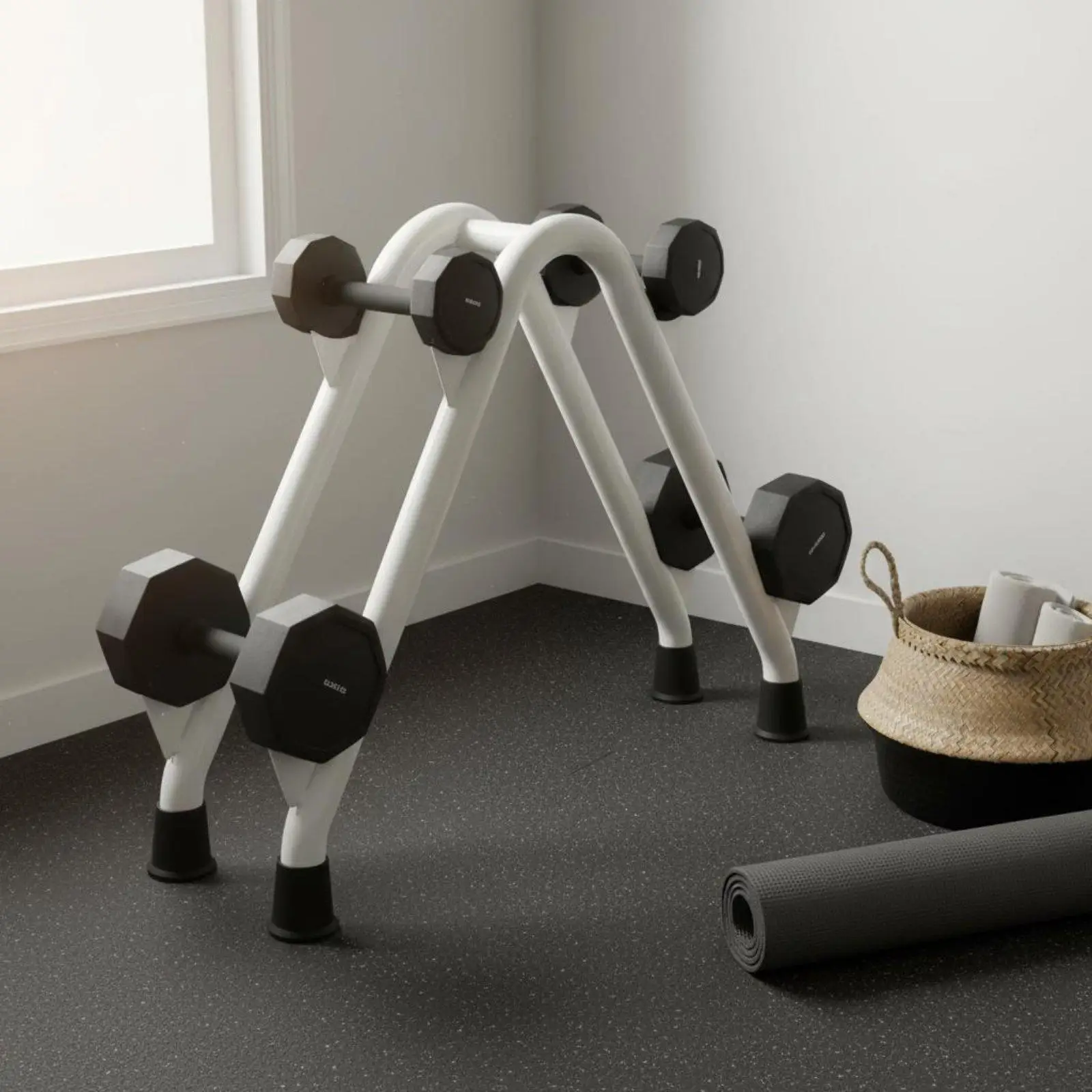 Two Tier Dumbbell Rack Home Gym Friendly Floor Dumbbell Rack Space-Saving