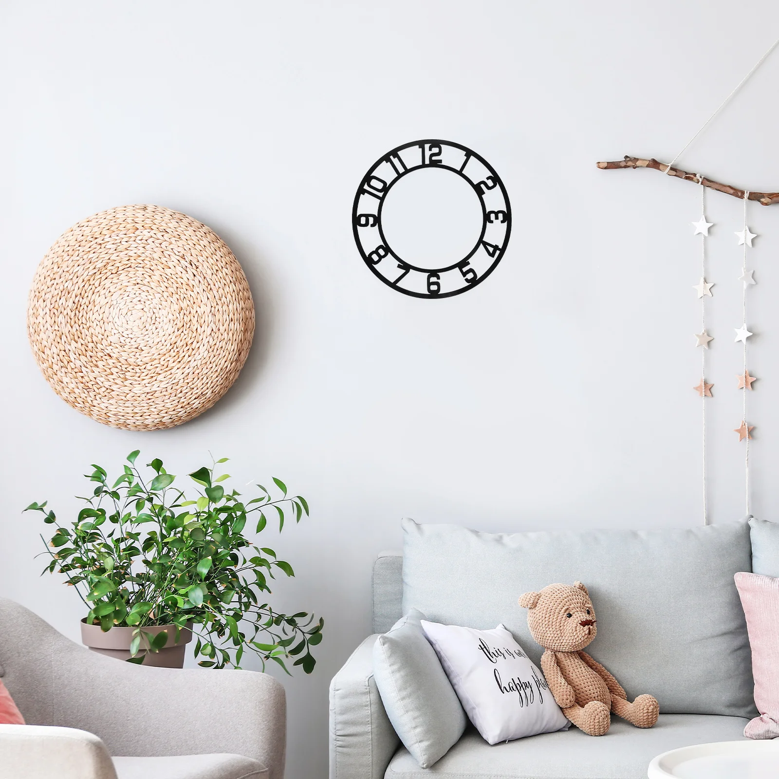 

2Pcs Acrylic Wall Clock Stickers Round Mirror Clock Face with Arabic Numerals for Living Room Hotel Entryway Wall Art Decal
