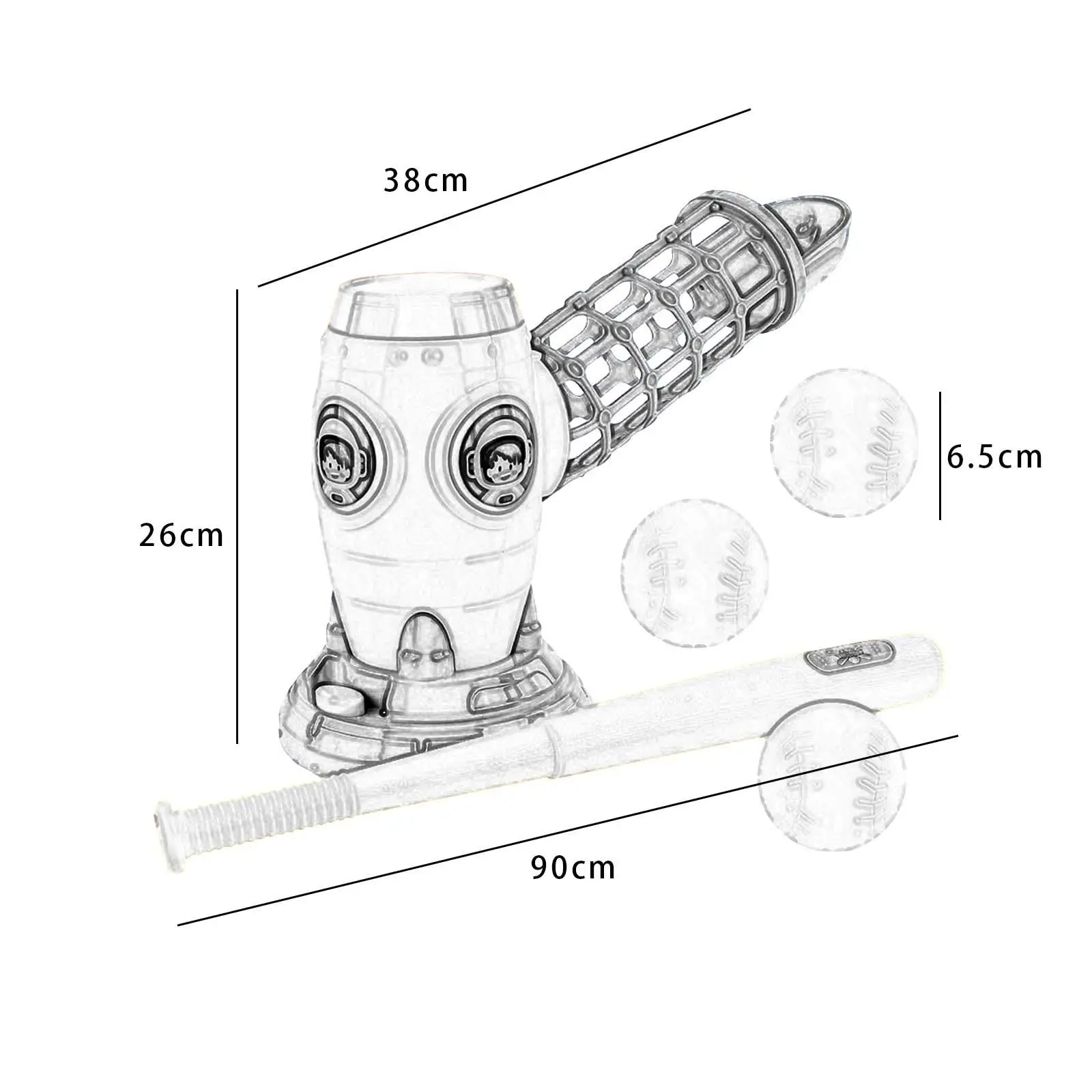 Baseball Batting Machine para meninas e meninos Jardim, Pitching Machine