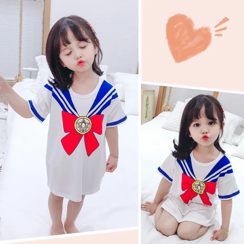 Anime Baby Girls Sailor Moon Cosplay Costume Dress Soft Comfortable Sleeping Skirt Short Sleeve Cotton Infant Halloween Costumes