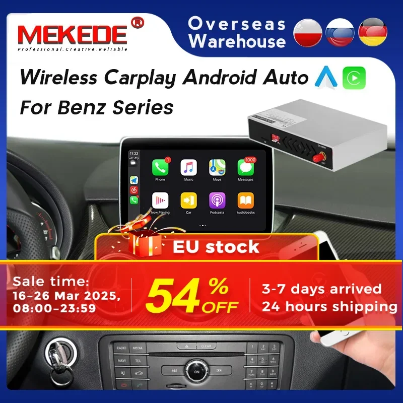 MEKEDE Wireless CarPlay Android Auto Box For Mercedes Benz W176 W221 W212 W204 GLK CLS NTG5.5 /NTG5.0 /NTG4.5 /NTG4 Mirror Link