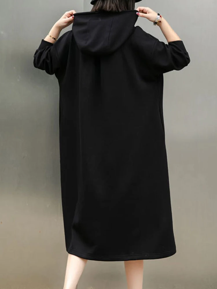 Max LuLu Womens Fall Loose Leisure Hooded Long Dresses British Fashion Printed Clothes Vintage Elegant Luxury Classic Vestidos