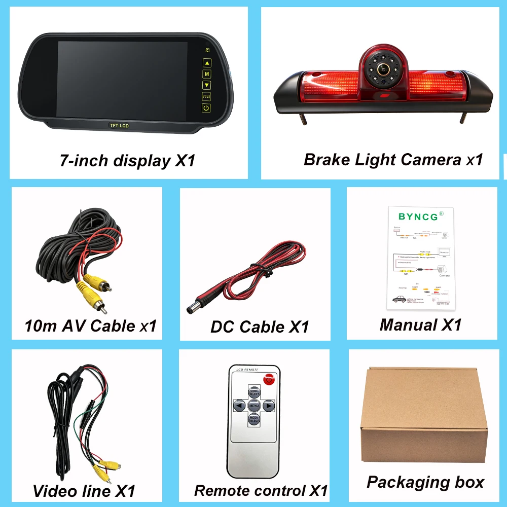 Bremslicht-Rückfahrkamera-Set mit 7-Zoll-Rückspiegelmonitor für Fiat Ducato, Citroen Jumper, Peugeot Boxer – Detail 5