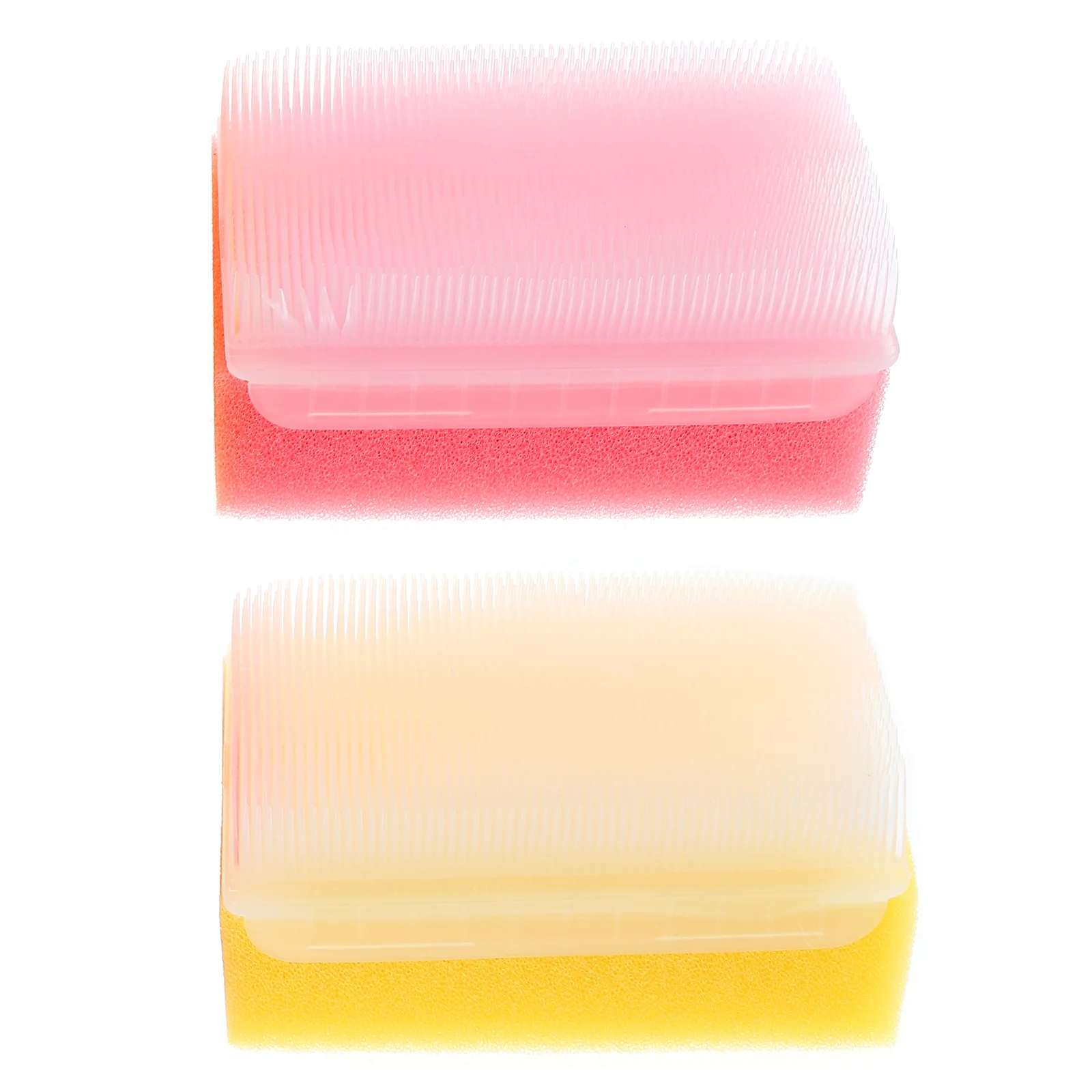 

2 Pcs Premium Sponge Material Children's Tactile Brush Body Lotion Scrub Supple Bristles Yellow Newborn Sensory Bassinet