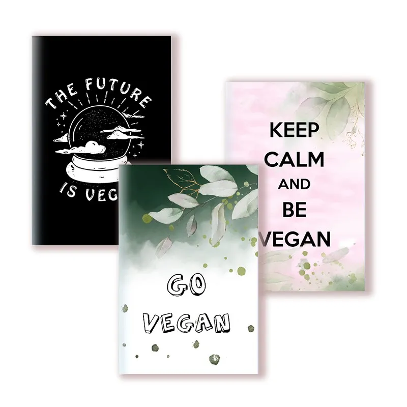 A5 Notebook Note Book - Keep Calm and Go Vegan - Vegetarian Journal For Green Diet Plan List Vegetables Veganism Women Gifts