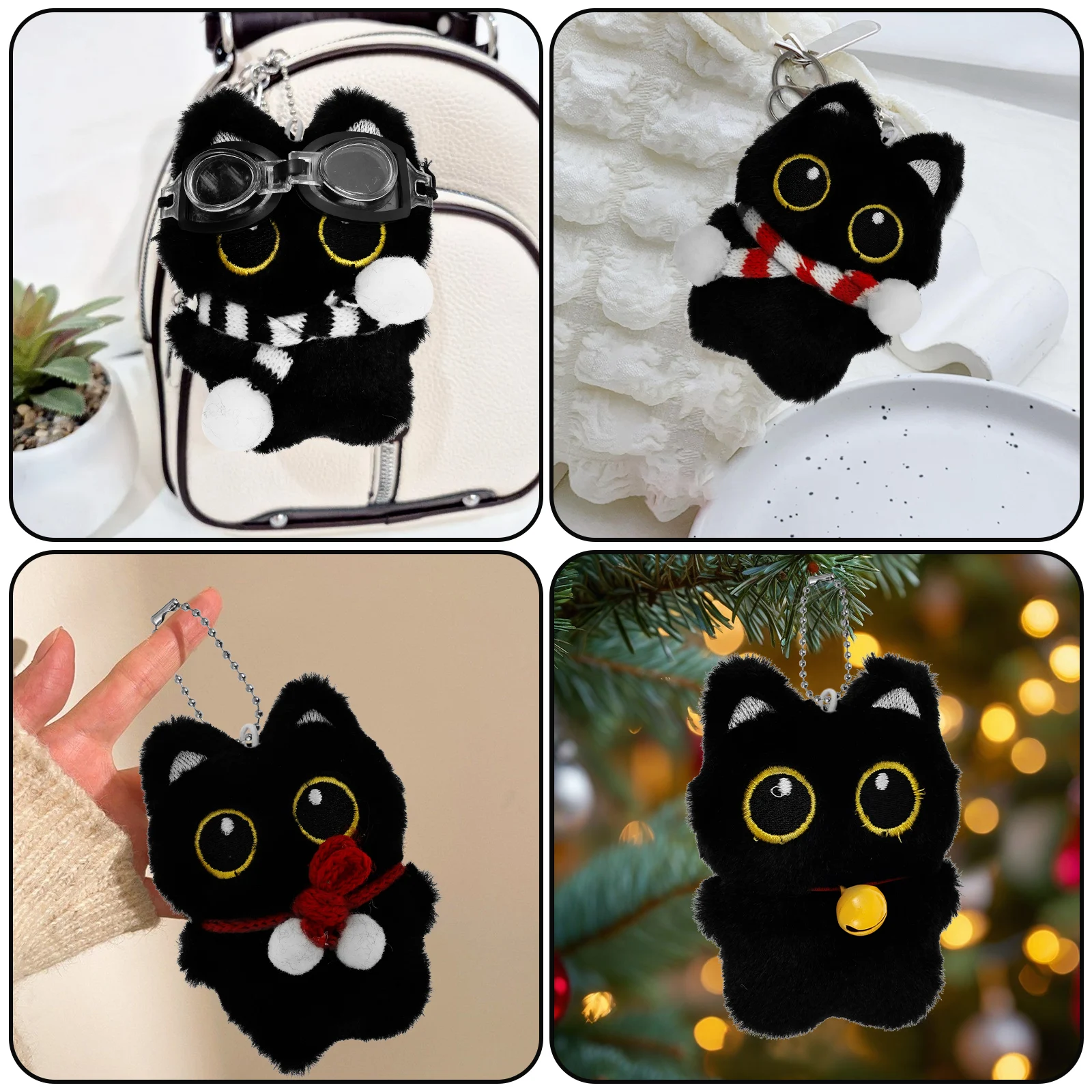 12/1pc Plush Doll Pendant Cute Cat Plush Keychain Doll Charm for Handbags Backpacks Wallets Decorative Children Birthday Gifts