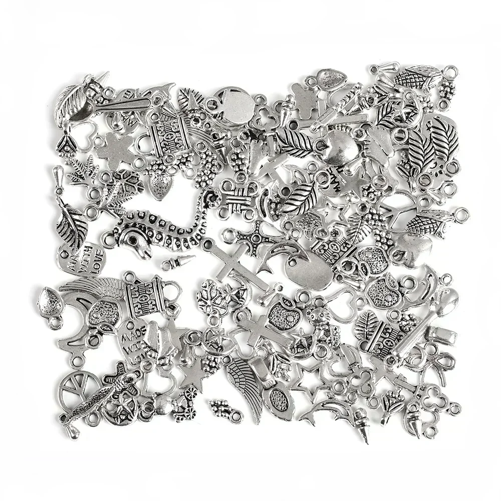 300/100Pcs Vintage DIY Mixed Metal Animal Birds Charms Beads Handmade Bracelet Pendant Neacklace Clips Jewelry Making Findings