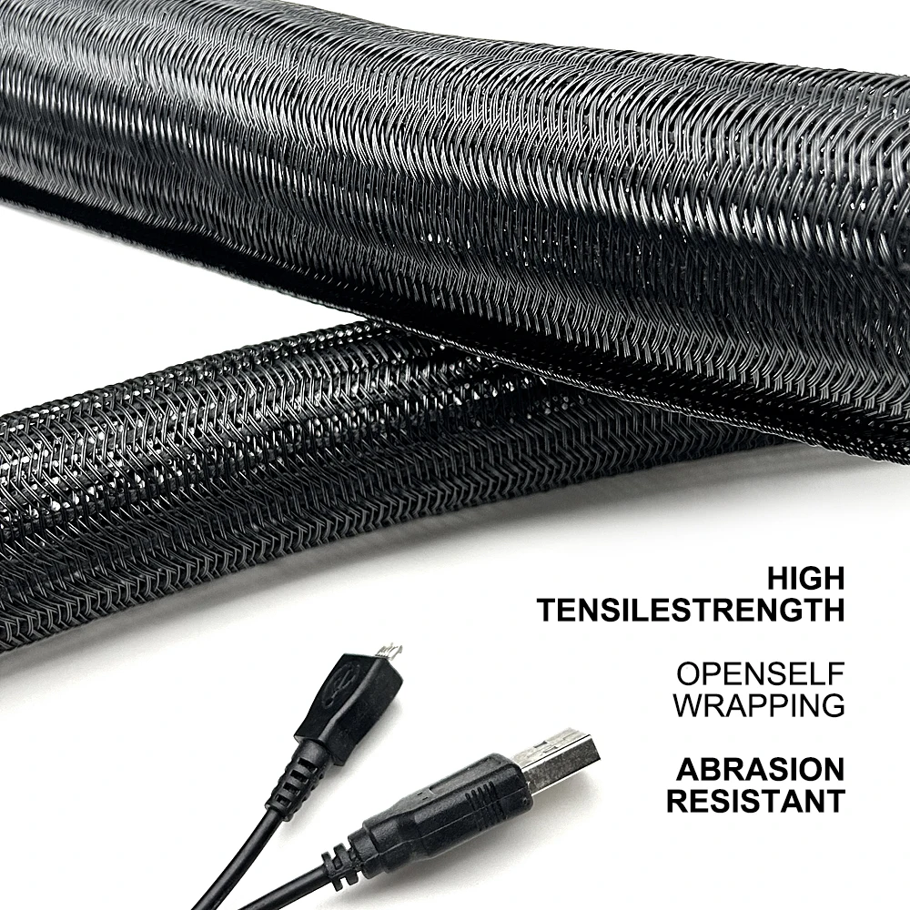 Insulation PET Open Self-Wrapping Sleeve ID 5~50mm Self extinguishing/self wrapping/mechanical wire protection sleeve