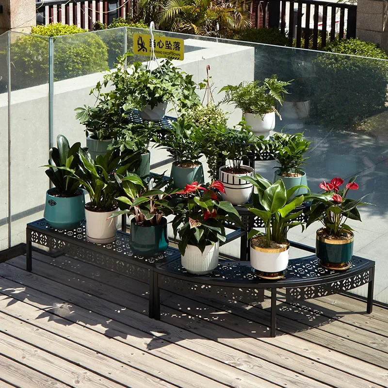 Balcony flower rack wrought iron step corner floor-to-ceiling multi-layer succulent indoor living room storage outdoor decorativ