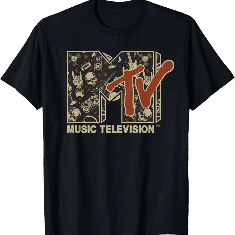 

MTV Rock N Roll Music Hard Heavy Metal Skull Guitar Vintage T-Shirt Y2k Clothes Women Clothing Tee Shirt Femme Camisetas